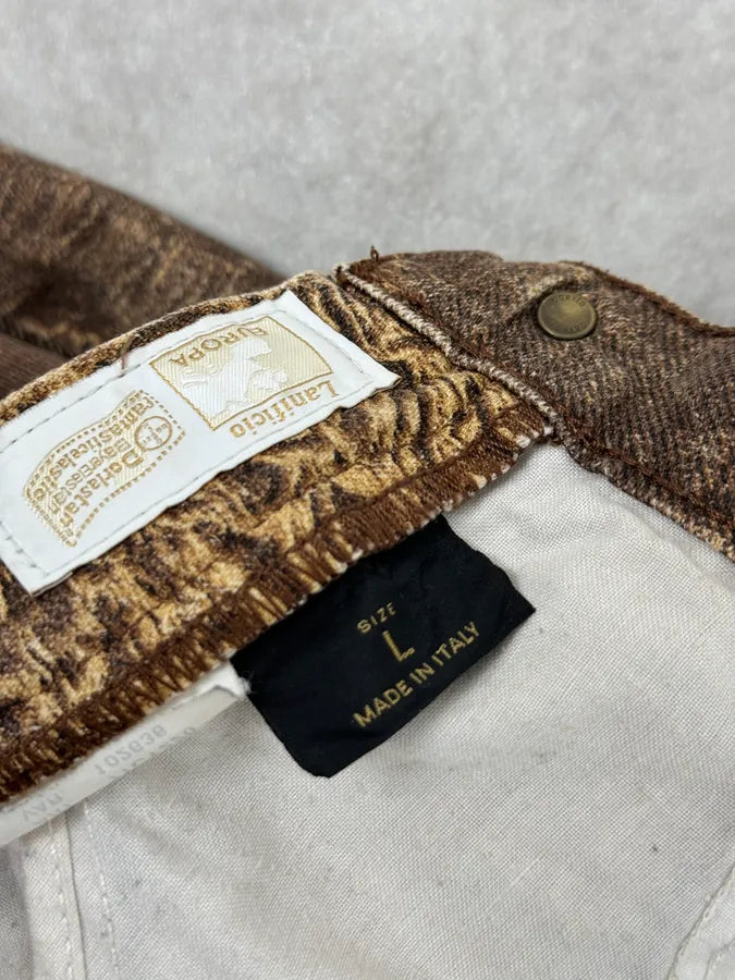 2000s Roberto Cavalli Brown Sand Eroded Flared Jeans OjEENjV 9