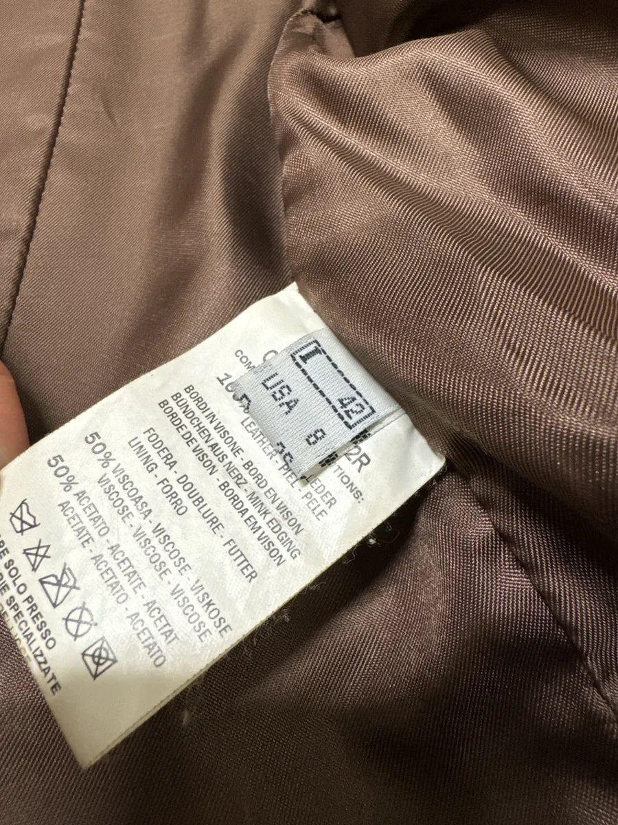 2000s Roberto Cavalli Brown Fur Asymmetrical Collar Jacket (M) 7