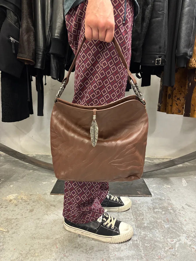 2000s Roberto Cavalli Brown Handle Leather Relief Savage Bag KSZiPgx 1