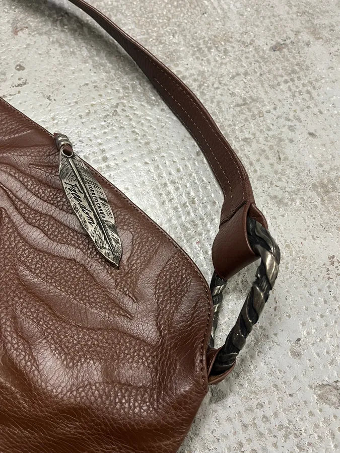2000s Roberto Cavalli Brown Handle Leather Relief Savage Bag KSZiPgx 5