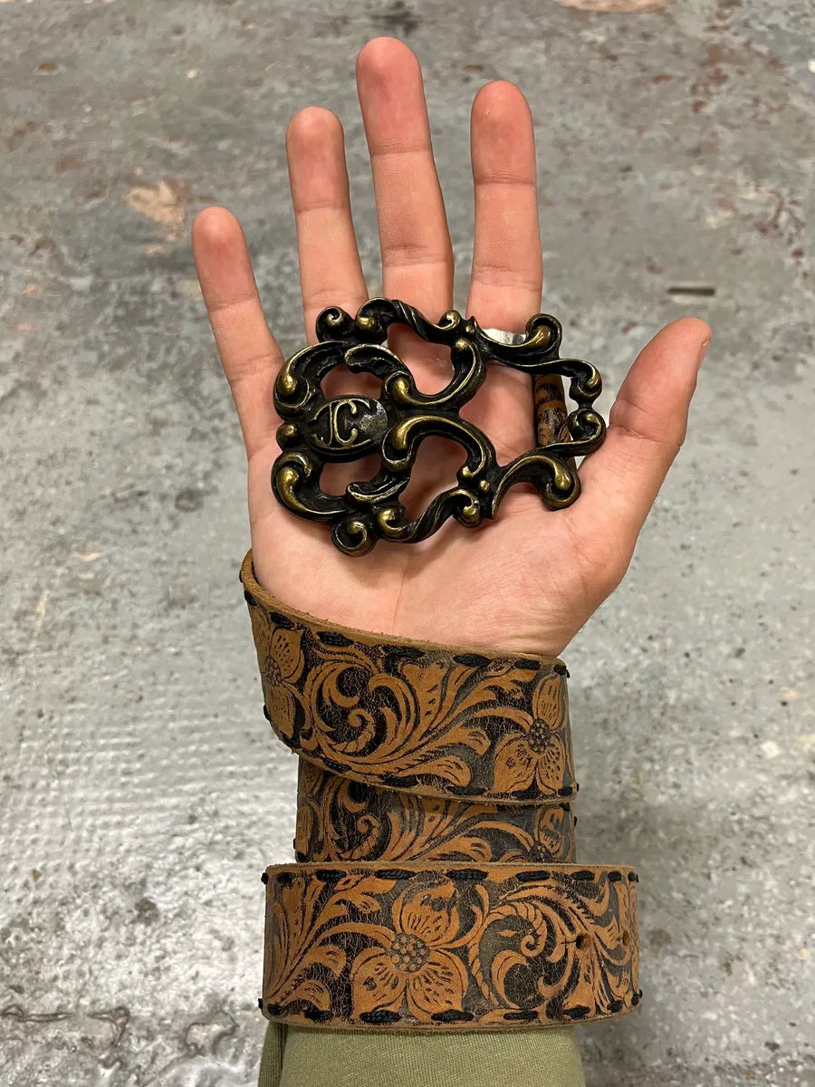 2000s Roberto Cavalli Brown Imperial Royal Leather Belt (OS) arlqkMH 0