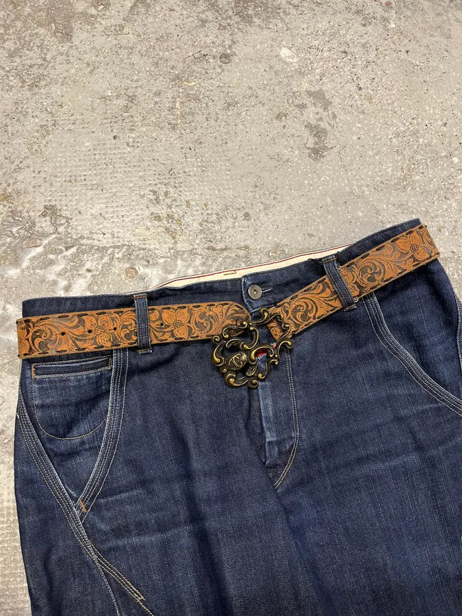 2000s Roberto Cavalli Brown Imperial Royal Leather Belt (OS) arlqkMH 1