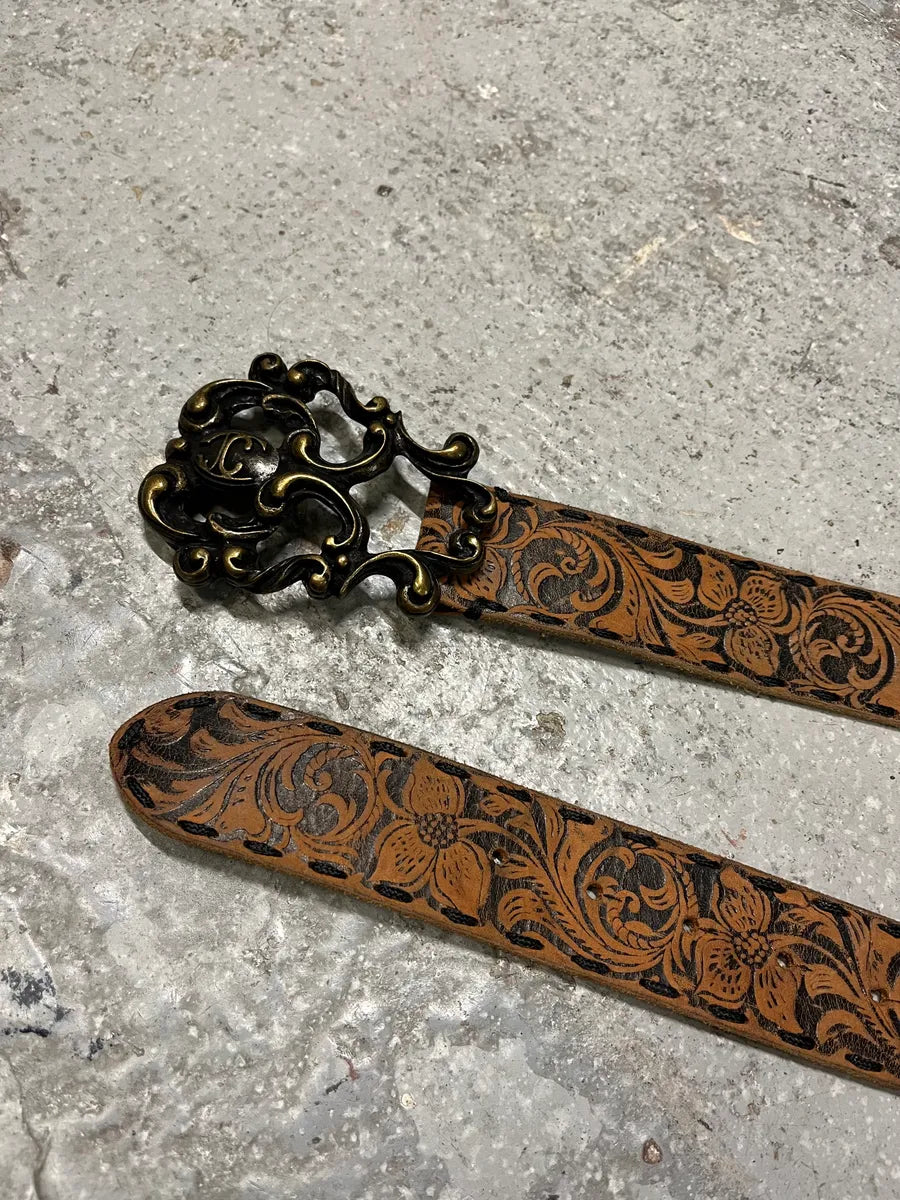 2000s Roberto Cavalli Brown Imperial Royal Leather Belt (OS) arlqkMH 3