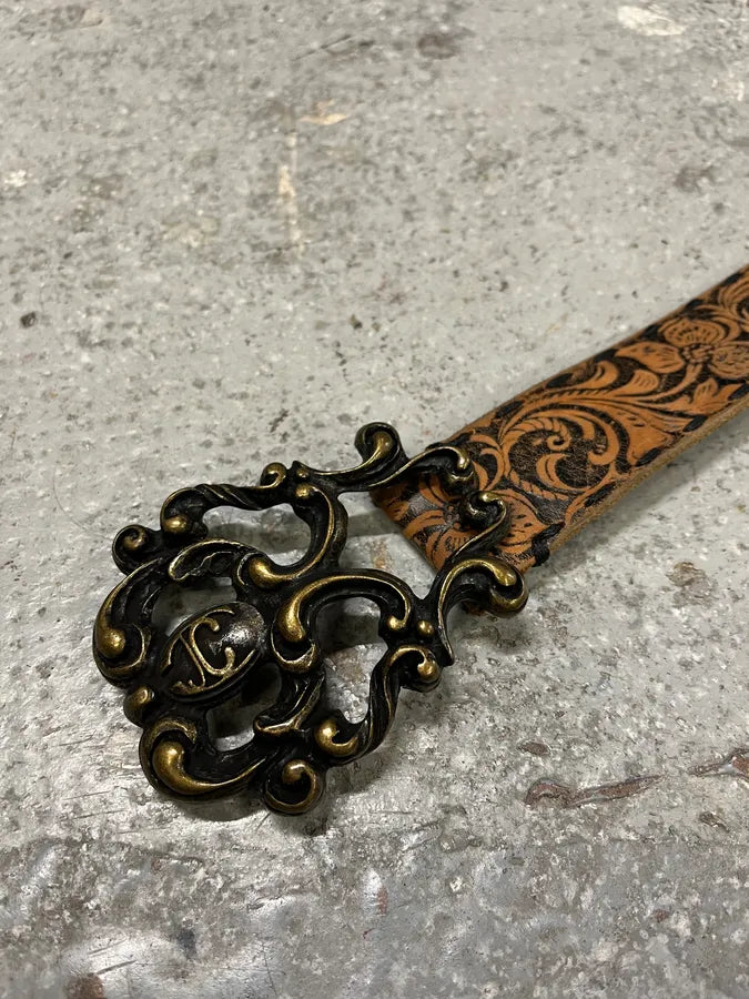 2000s Roberto Cavalli Brown Imperial Royal Leather Belt (OS) arlqkMH 4