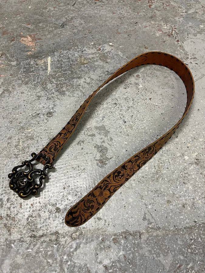 2000s Roberto Cavalli Brown Imperial Royal Leather Belt (OS) arlqkMH 7