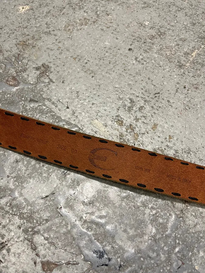 2000s Roberto Cavalli Brown Imperial Royal Leather Belt (OS) arlqkMH 9
