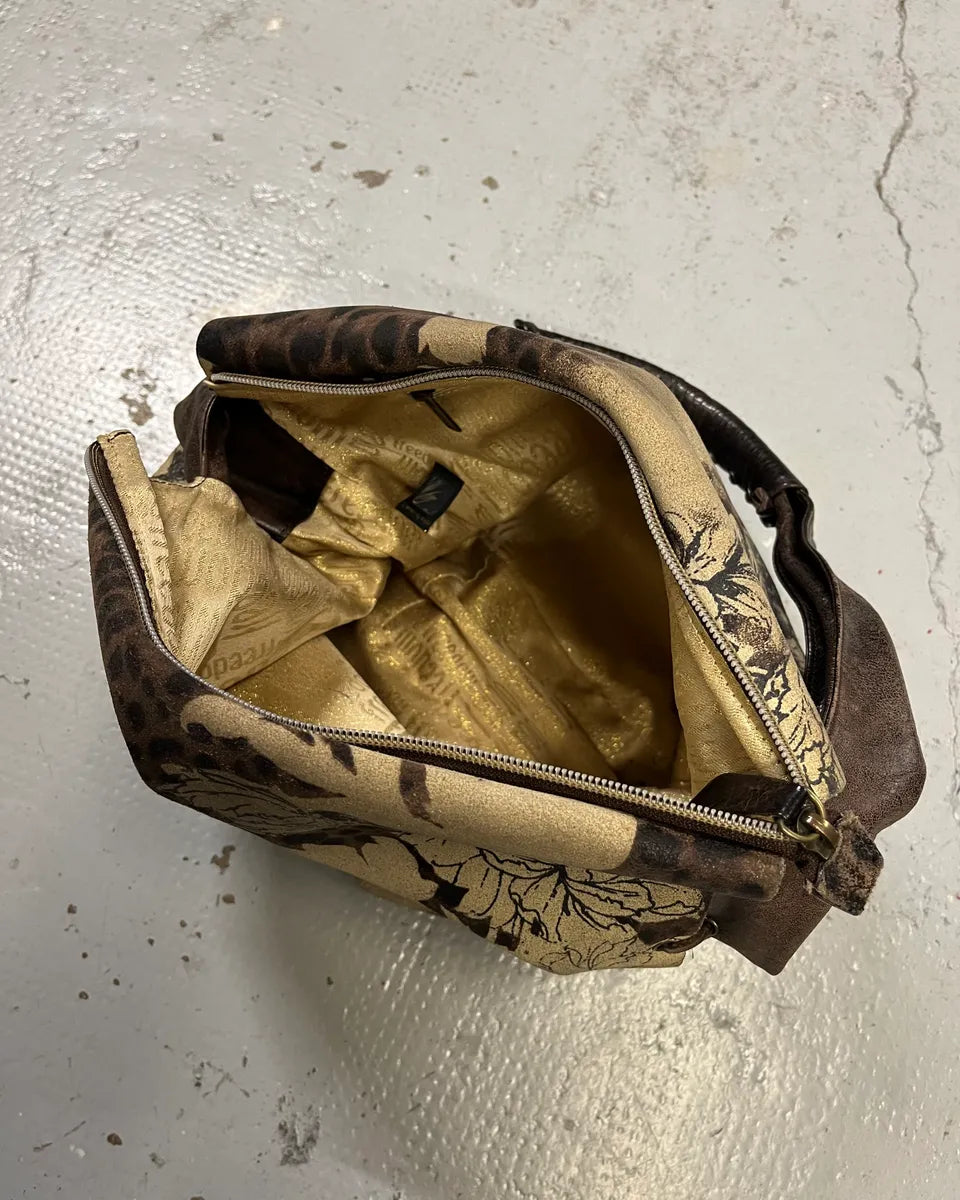 2000s Roberto Cavalli Brown Leather Floral Print Shoulder Bag ScAODyH 7