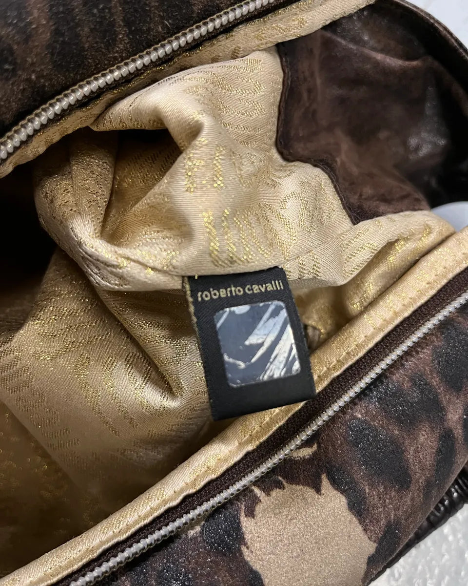 2000s Roberto Cavalli Brown Leather Floral Print Shoulder Bag ScAODyH 8