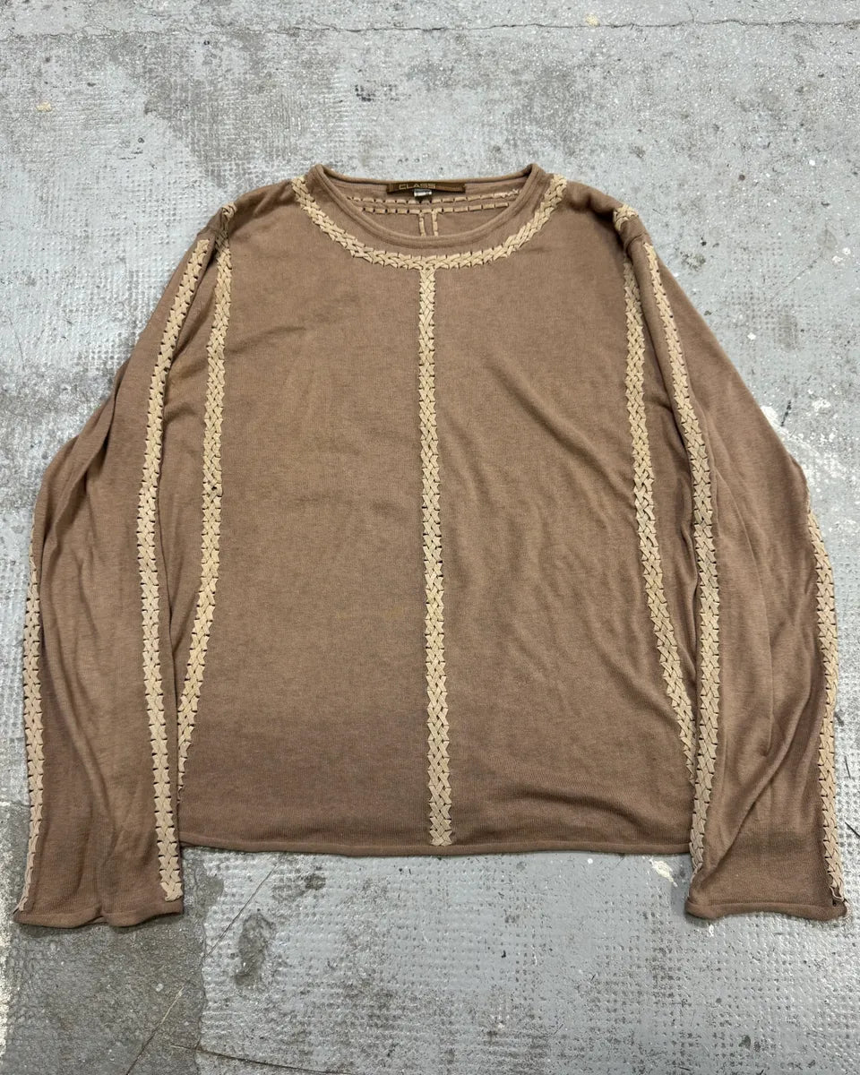 2000s Roberto Cavalli Brown Leather Laced Longsleeves (M/L) sCpPaDe 0