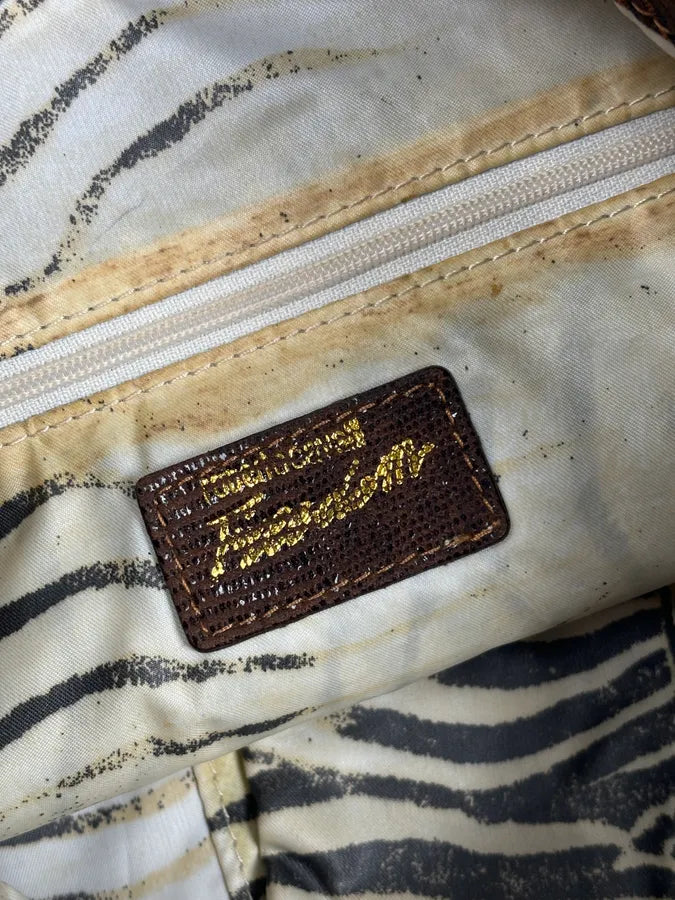 2000s Roberto Cavalli Brown Leather Tiger Embossed Shoulder Bag rskuYNn 11