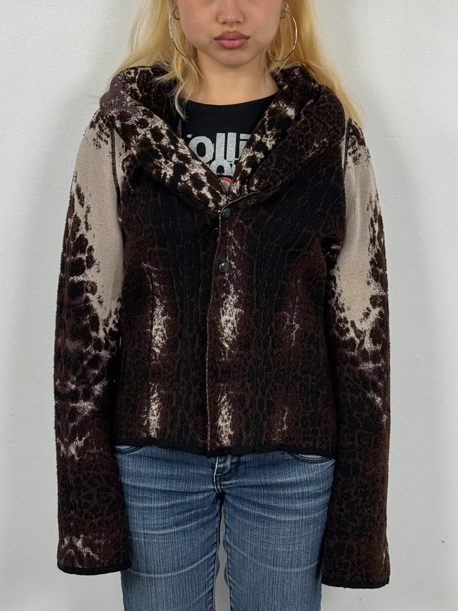 2000s Roberto Cavalli Brown Leopard Gradient Cardigan CnukDex 1