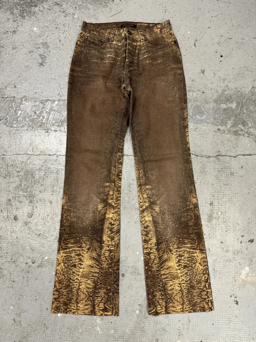 2000s Roberto Cavalli Brown Marble Effect Pants PJIgFsB 0