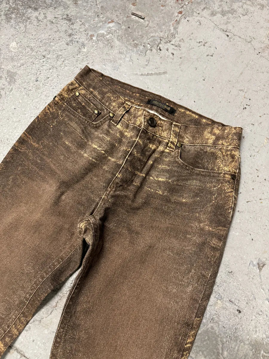 2000s Roberto Cavalli Brown Marble Effect Pants PJIgFsB 7