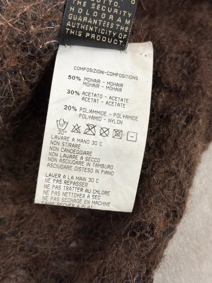 2000s Roberto Cavalli Brown Mohair Leather Embroidered Sweater ocSlQRz 10