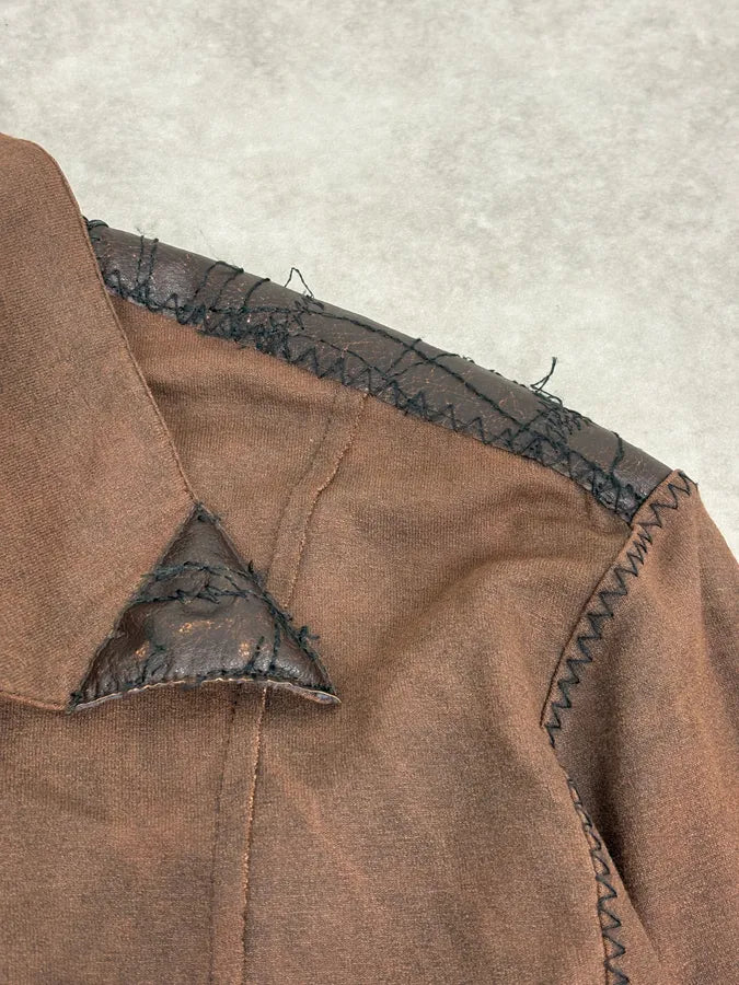 2000s Roberto Cavalli Brown Premium Leather Shirt HzDQJLX 9