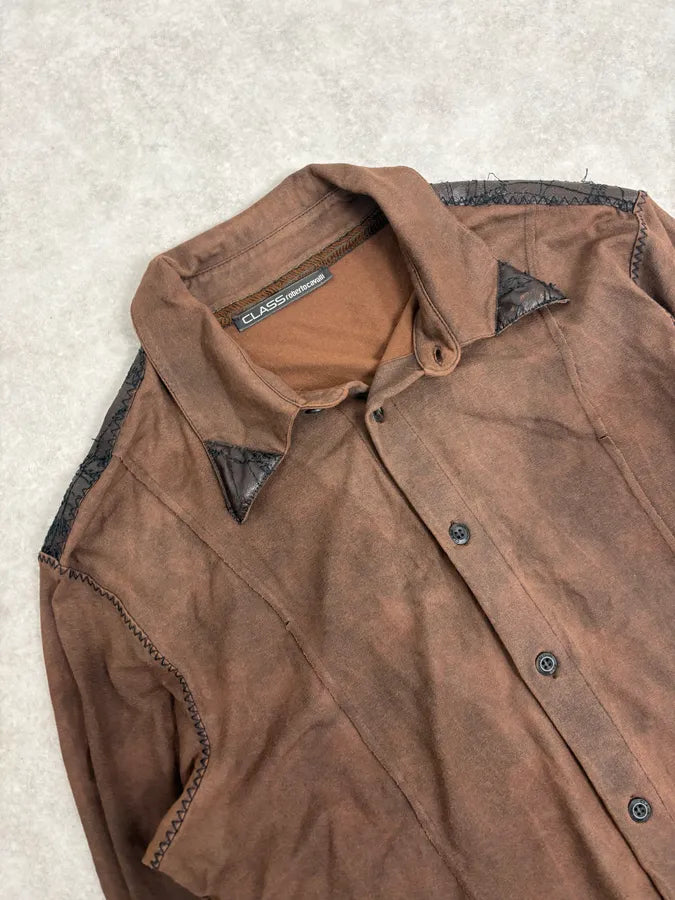 2000s Roberto Cavalli Brown Premium Leather Shirt HzDQJLX 4