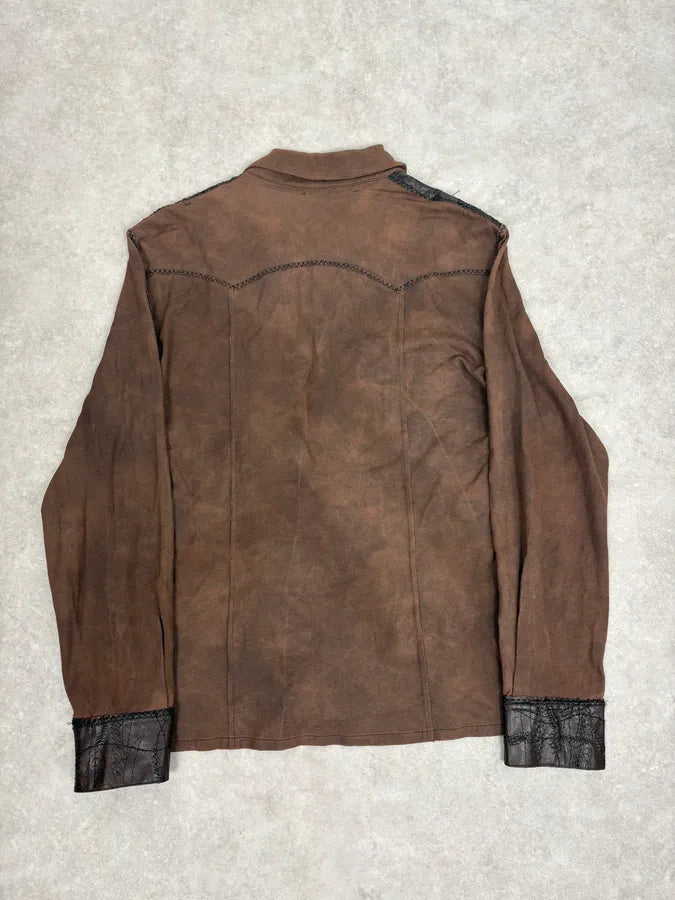 2000s Roberto Cavalli Brown Premium Leather Shirt HzDQJLX 5