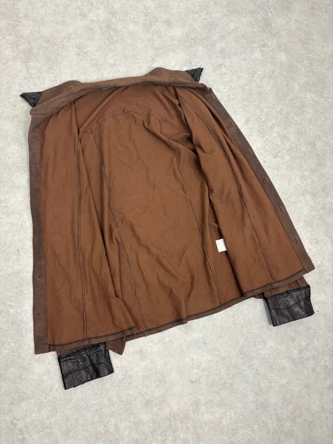 2000s Roberto Cavalli Brown Premium Leather Shirt HzDQJLX 6