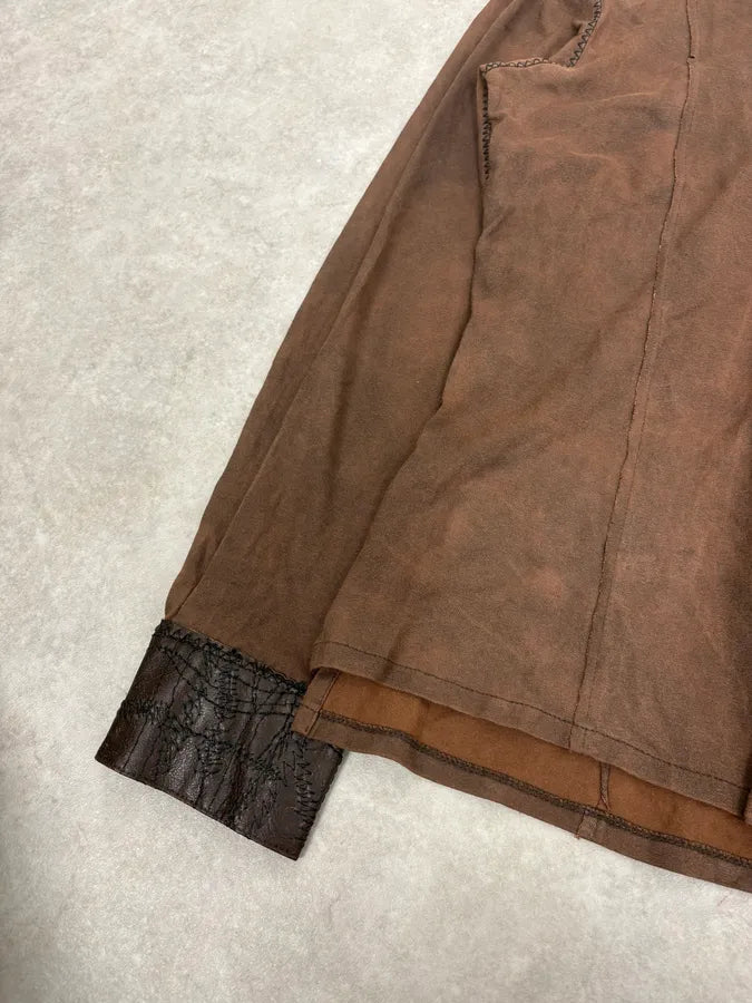 2000s Roberto Cavalli Brown Premium Leather Shirt HzDQJLX 7