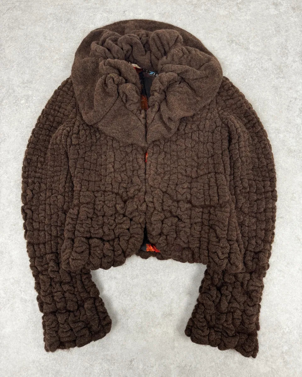 2000s Roberto Cavalli Brown Puffy Textured Cardigan IwvCrIx 2