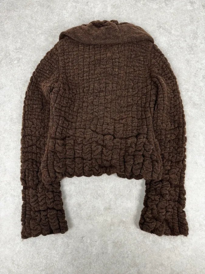 2000s Roberto Cavalli Brown Puffy Textured Cardigan IwvCrIx 3
