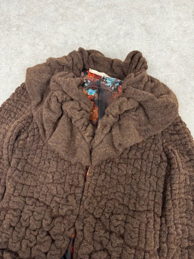 2000s Roberto Cavalli Brown Puffy Textured Cardigan IwvCrIx 4