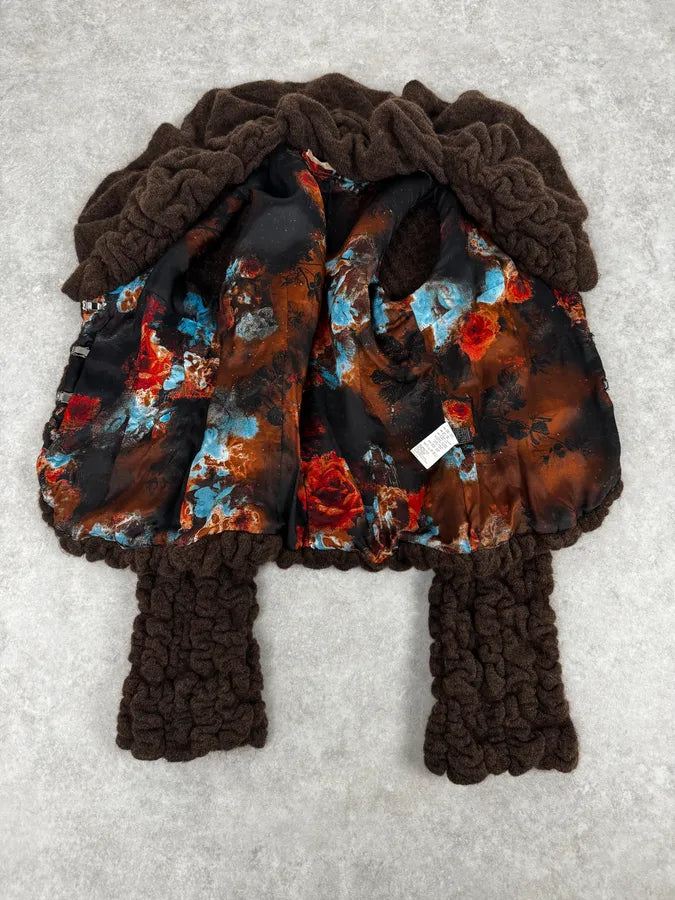 2000s Roberto Cavalli Brown Puffy Textured Cardigan IwvCrIx 8