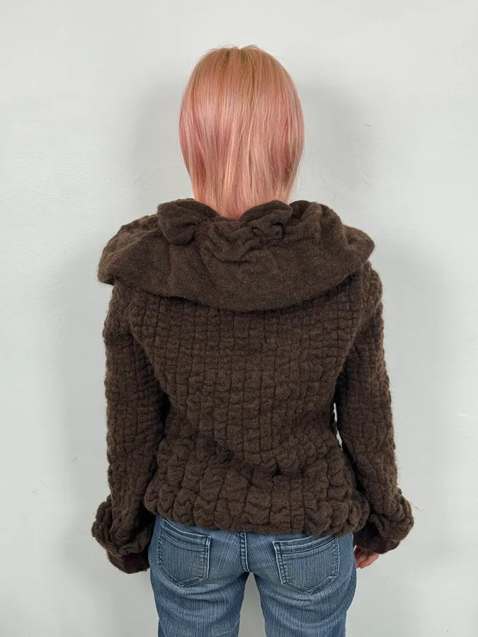 2000s Roberto Cavalli Brown Puffy Textured Cardigan IwvCrIx 1