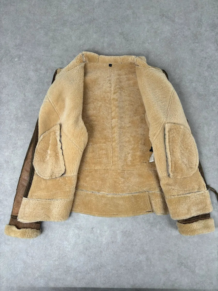 2000s Roberto Cavalli Brown Pure Shearling Leather Jacket HskzZyj 7