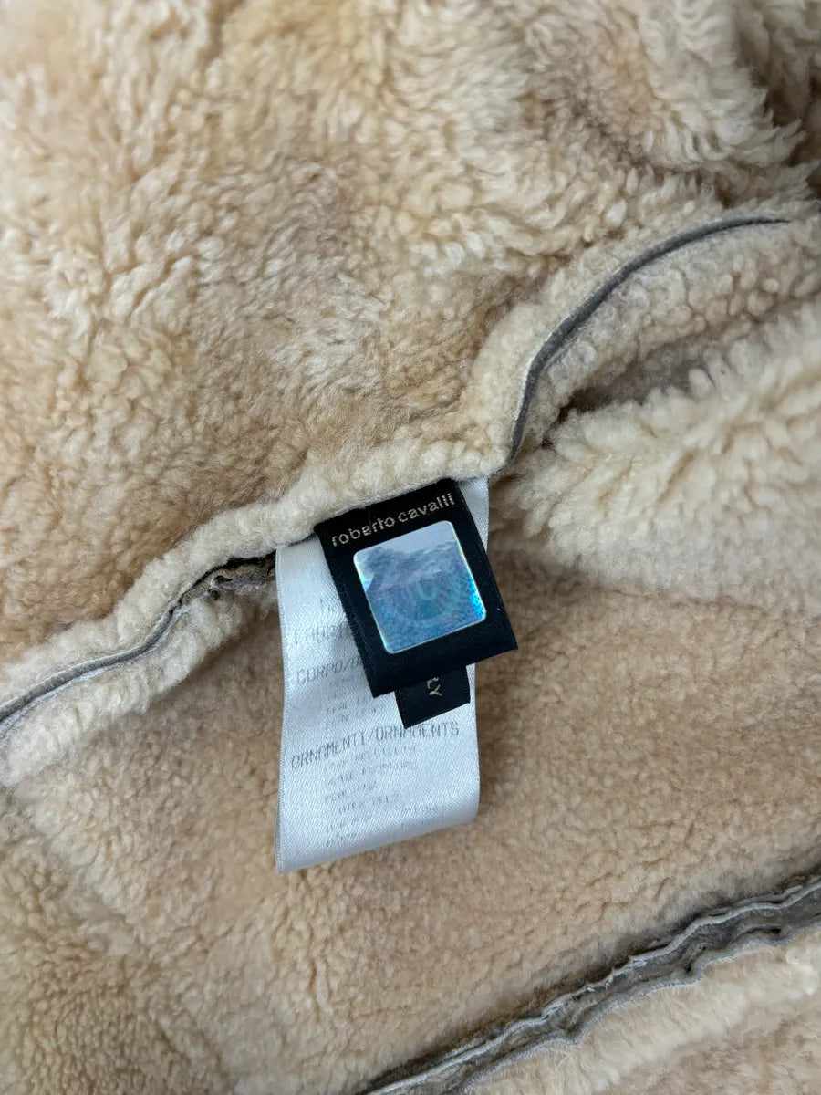 2000s Roberto Cavalli Brown Pure Shearling Leather Jacket HskzZyj 9