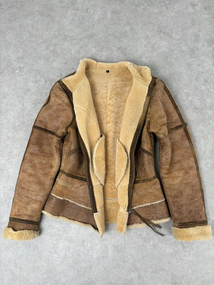 2000s Roberto Cavalli Brown Pure Shearling Leather Jacket HskzZyj 6