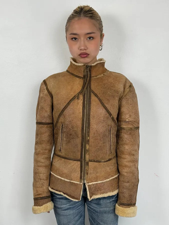 2000s Roberto Cavalli Brown Pure Shearling Leather Jacket HskzZyj 1