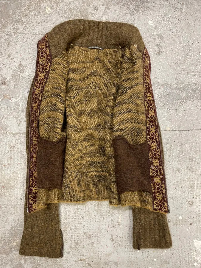 2000s Roberto Cavalli Brown Safari Zebra Wool Zip-up Cardigan fCAwzSY 6