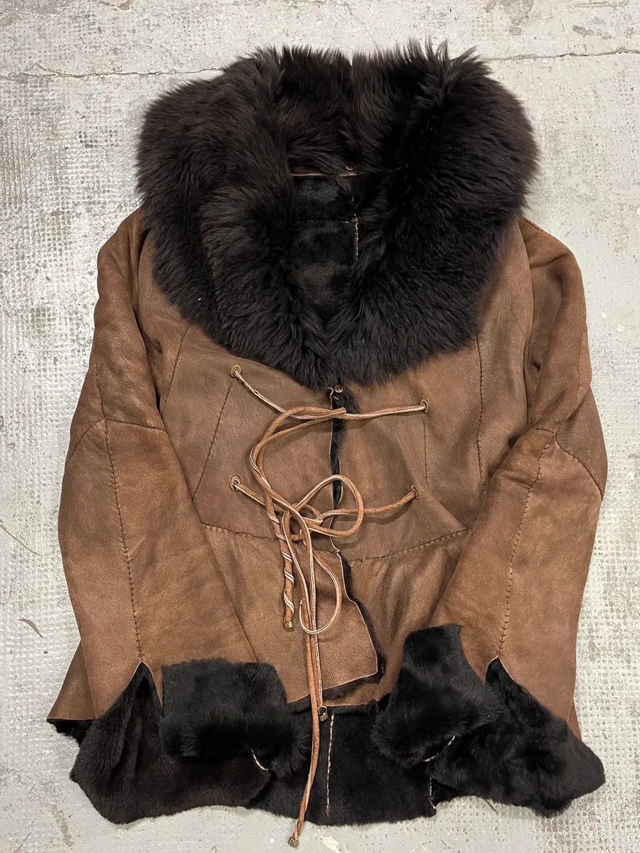 2000s Roberto Cavalli Brown Shearling Jacket CDAcIXE 3