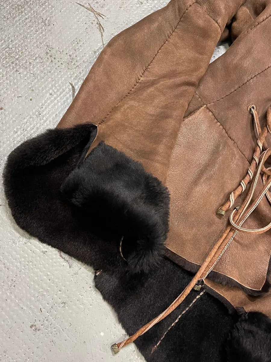 2000s Roberto Cavalli Brown Shearling Jacket CDAcIXE 5