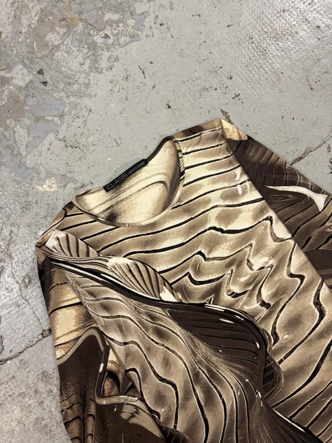 2000s Roberto Cavalli Brown Spectrum Abstract Top (S/M) SvRQWeK 2