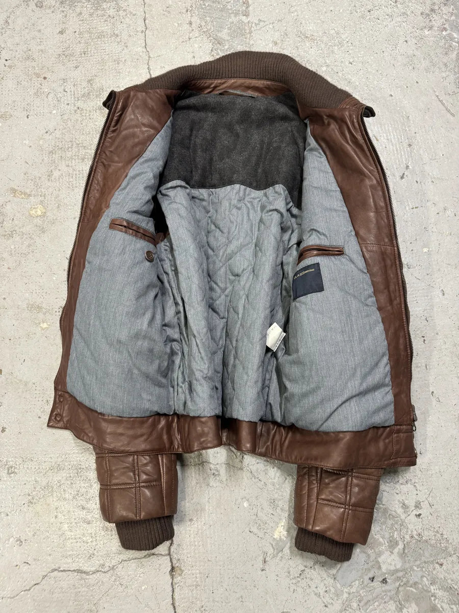 2000s Roberto Cavalli Brown Square Detachable Sleeves Leather Jacket XPJZttt 10