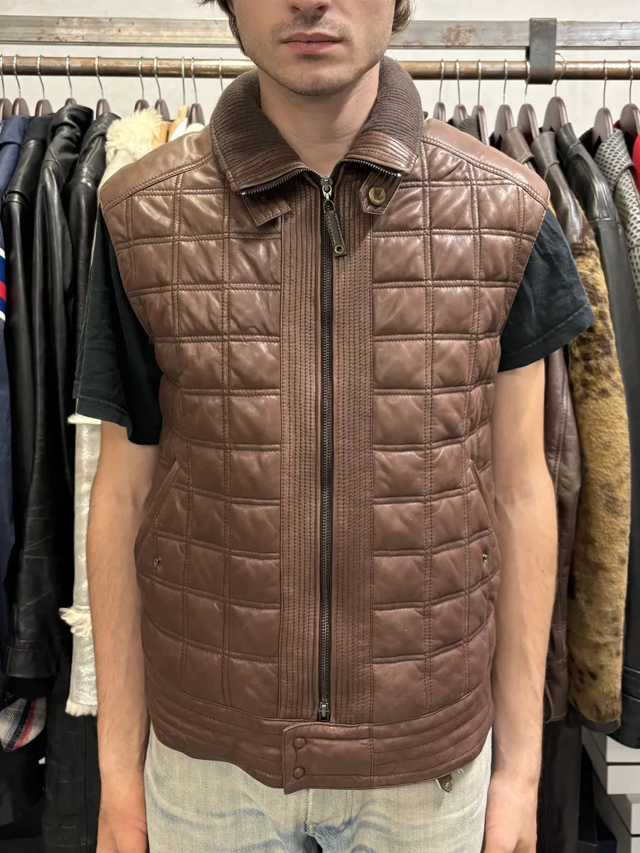 2000s Roberto Cavalli Brown Square Detachable Sleeves Leather Jacket XPJZttt 3