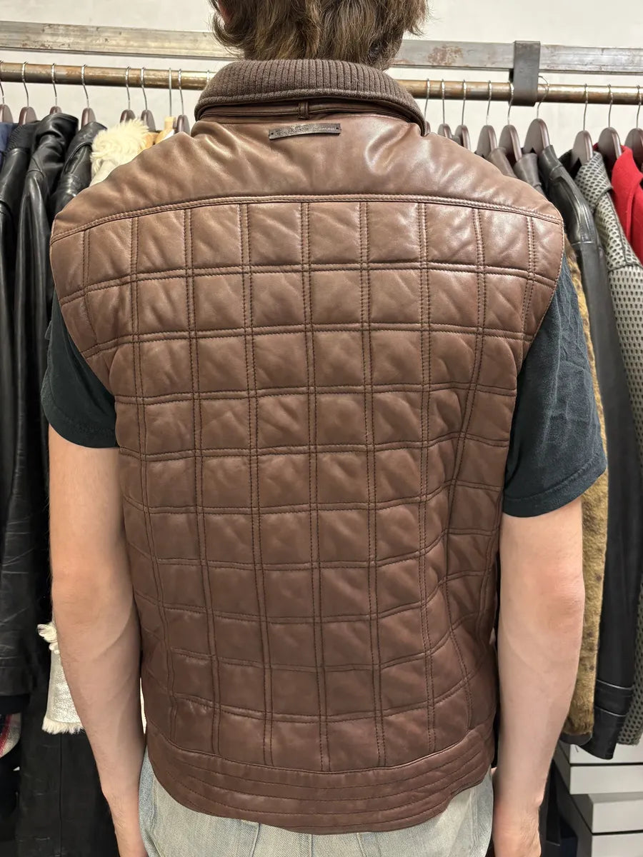 2000s Roberto Cavalli Brown Square Detachable Sleeves Leather Jacket XPJZttt 4