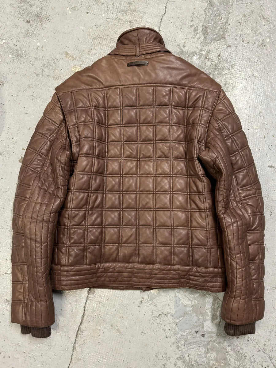 2000s Roberto Cavalli Brown Square Detachable Sleeves Leather Jacket XPJZttt 7