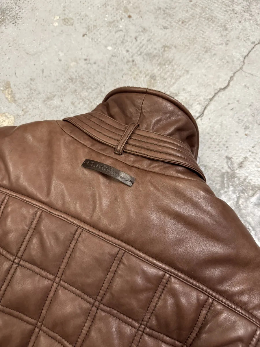 2000s Roberto Cavalli Brown Square Detachable Sleeves Leather Jacket XPJZttt 9