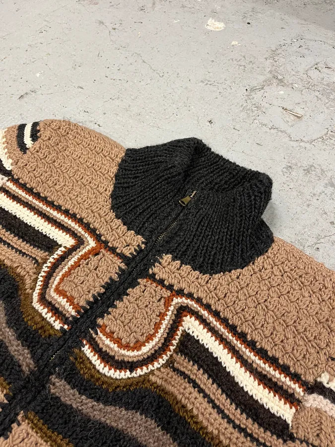 2000s Roberto Cavalli Brown Wool Zip-up Sweater (M/L) ioYOMPm 5