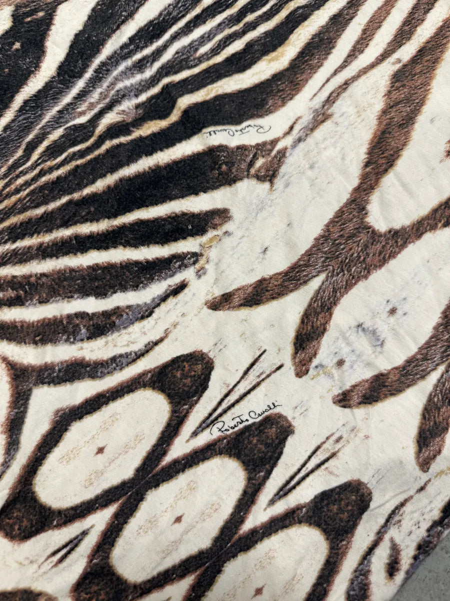 2000s Roberto Cavalli Brown Zebra Hallucination White T-Shirt GJApIoS 5