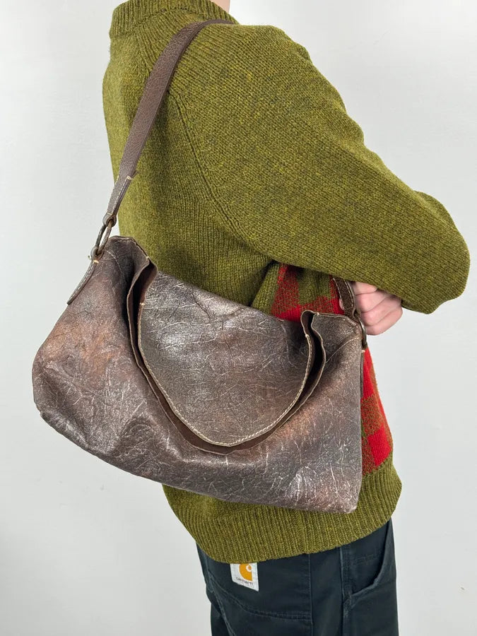 2000s Roberto Cavalli Brut Brown Leather Handle Bag xkDxOsY 1