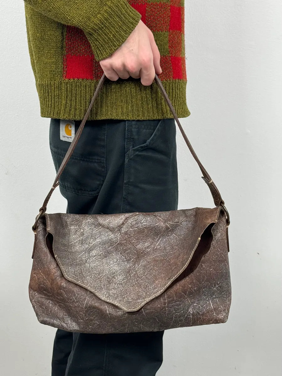 2000s Roberto Cavalli Brut Brown Leather Handle Bag xkDxOsY 0