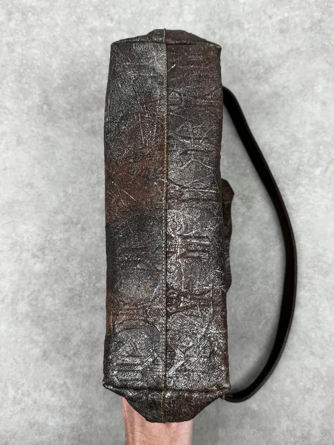 2000s Roberto Cavalli Brut Brown Leather Handle Bag xkDxOsY 5