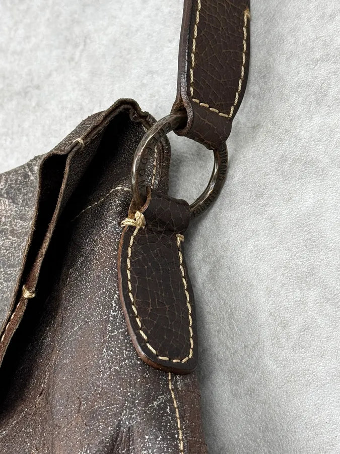 2000s Roberto Cavalli Brut Brown Leather Handle Bag xkDxOsY 6