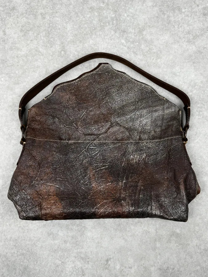 2000s Roberto Cavalli Brut Brown Leather Handle Bag xkDxOsY 3