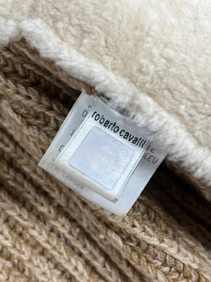 2000s Roberto Cavalli Camel Beige Wool & Leather Jacket sttRXPv 10