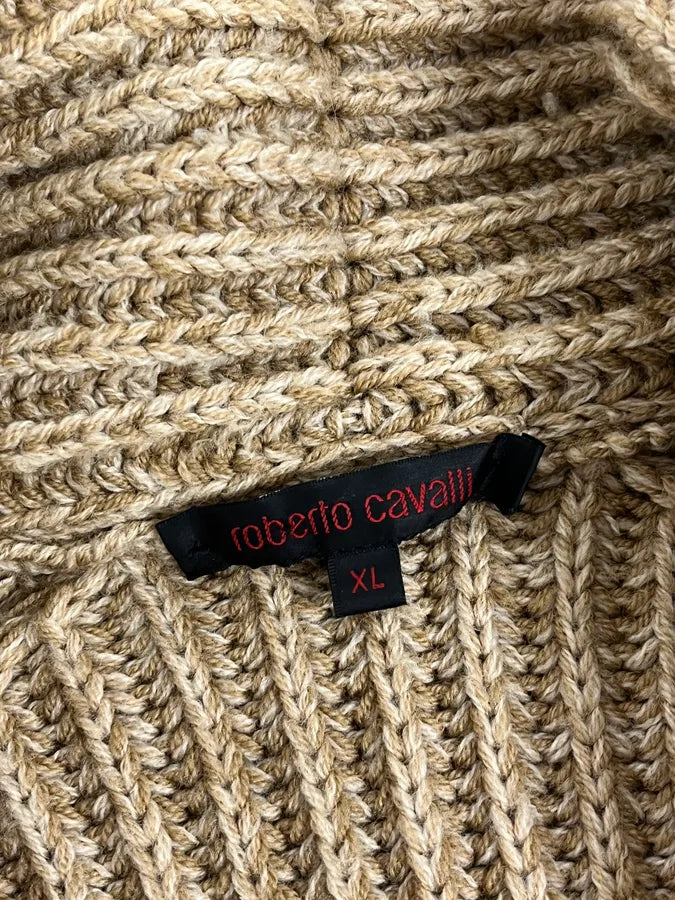 2000s Roberto Cavalli Camel Beige Wool & Leather Jacket sttRXPv 6